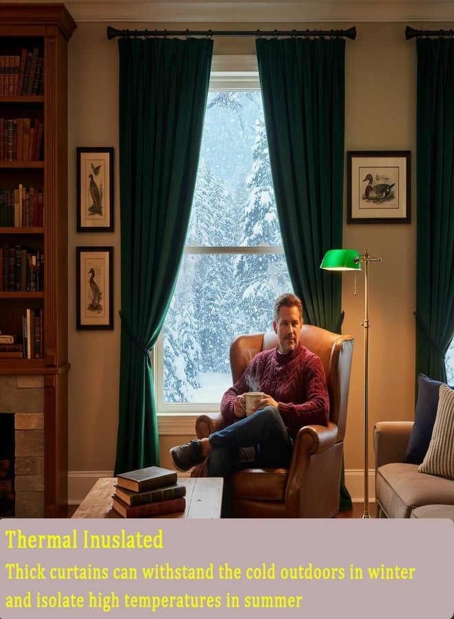 Timeper Green Velvet Curtains 120 inches 2 Panels, Blackout Curtains for Bedroom Living Room Thermal Insulated Luxury Super Soft Window Drapes,Back Tab & Rod Pocket,W52 x L120 inches - Image 3